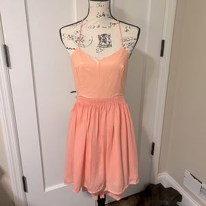 Coral Colored Open Back Dress